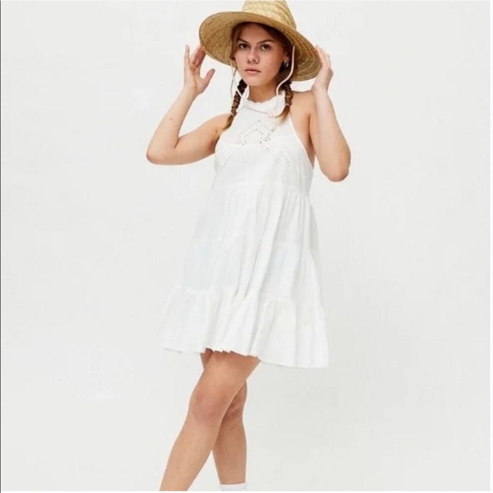 NWT Urban Outfitters head in the clouds light white airy cotton babydoll dress L